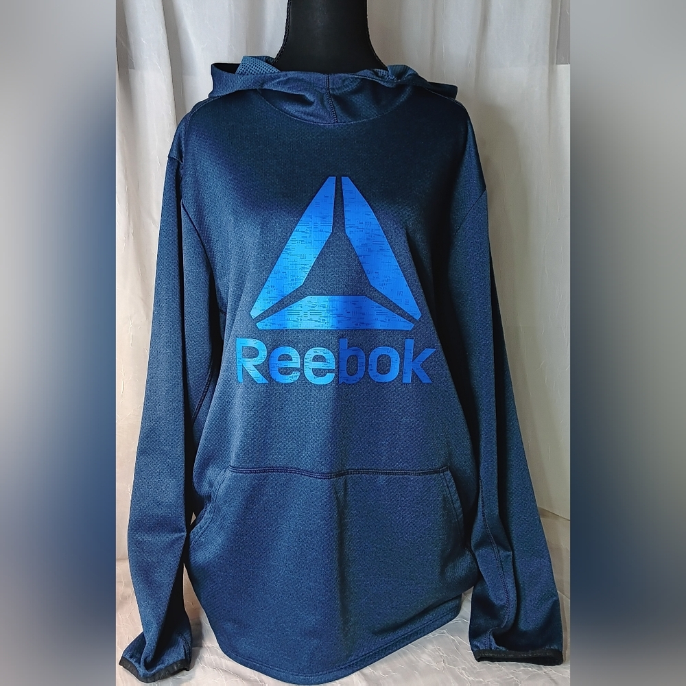 Reebok Men's Blue XL Pullover Hoodie Speedwick Performance Long Slv. Delta Logo
